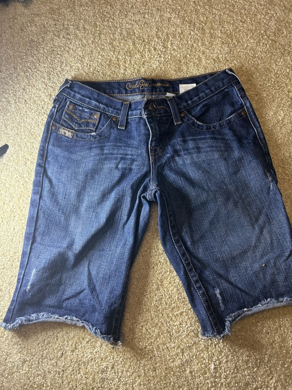 Cruel Girl Dark Blue Denim Cutoff Bermuda Shorts